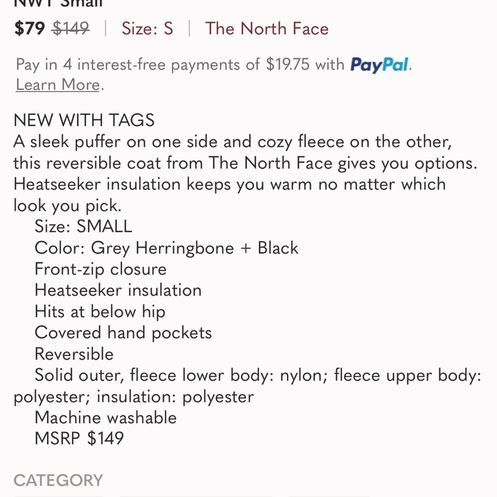 The North Face Harway black reversible quilted coat - Picture 13 of 15